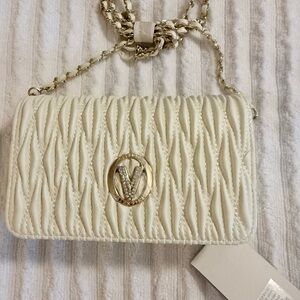 Valentino Orlandi Ivory White Quilted Crossbody Bag NWT